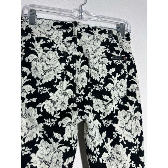 7 For All Mankind Bohemian Black & White Jacquard Pants Size 27 Lace Effect - Picture 5 of 16